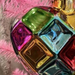 Julekugle, hjerte harlekin, glas