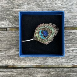 Peacock feather broche