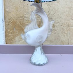 Bordlampe, glas, fisk, H35