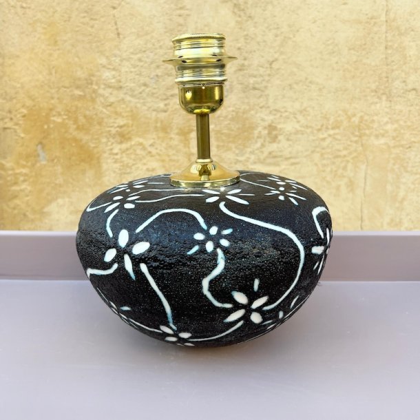 Bordlampe, scraffito, keramik, H26
