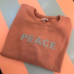 Peace sweatshirt, camel med mint