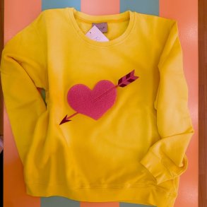 Arrow sweatshirt, gul med pink